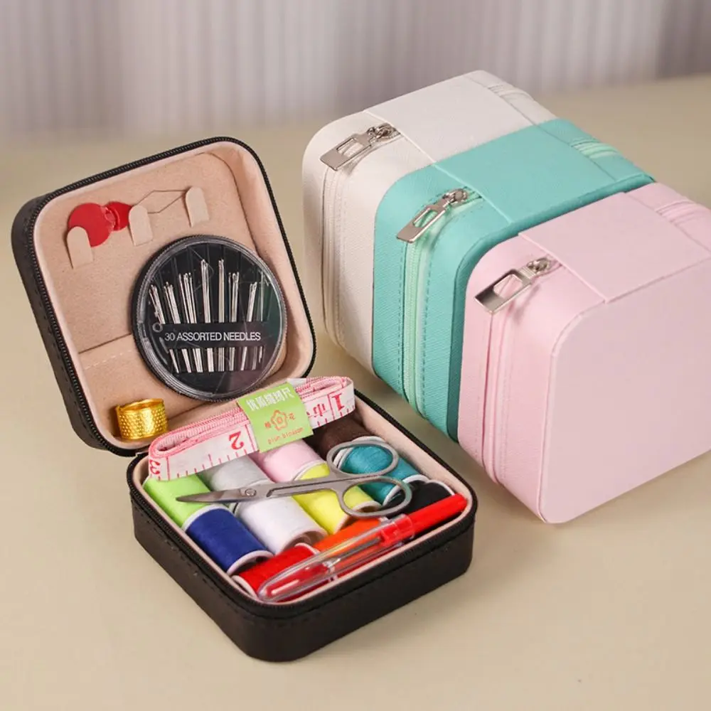 Portable Sewing Storage Box Daily Sewing Square Hand Sewing Tool Kit Compact Heavy Duty Sewing Supplies Organizer Travel Sewing