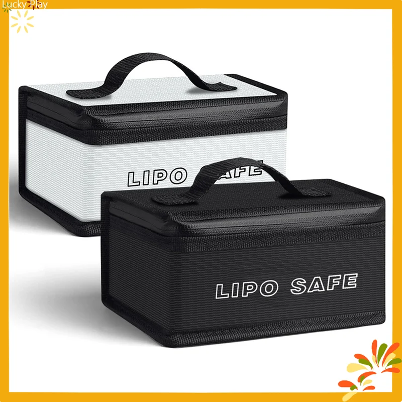 Portable Lipo Safety Bag Explosion-Proof Waterproof Battery Fireproof Handbag Top Handle Double Zipper Battery Safe Guard Pouch