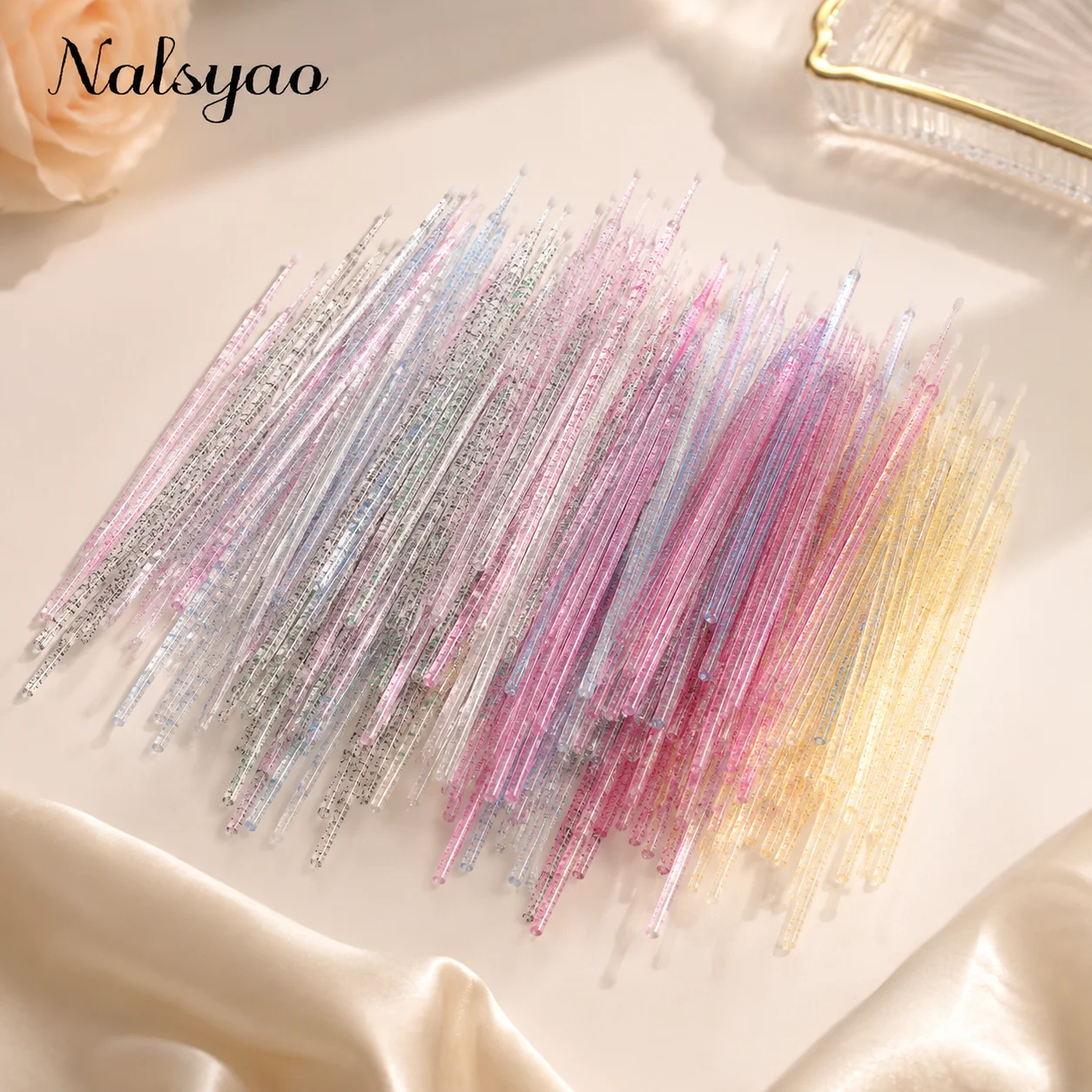 CNKESS 100 Pcs Disposable Crystal Micro Brushes Makeup Swab Eyelash Extension Microbrush Tools Individual Lashes Removing