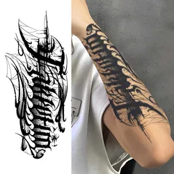 1pc English Half-Sleeve Arm Waterproof Temporary Tattoo, Long-Lasting 1-2 Weeks, Realistic Semi-Permanent Fake Tattoo