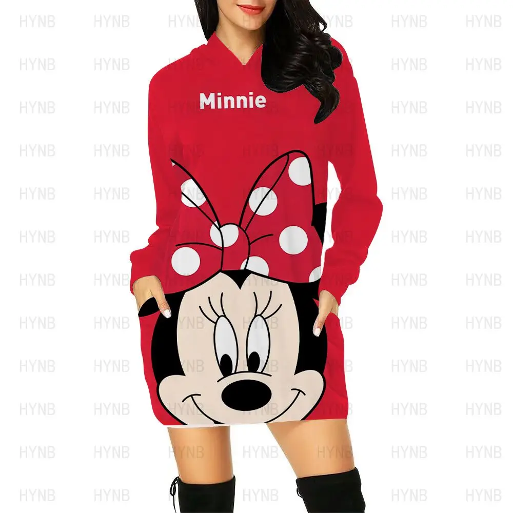 Hoodie Dress Disney Elegant Dresses for Women Mickey Luxury Party Mini Prom Long Sleeves Woman Clothes Minnie Mouse Women's 2022