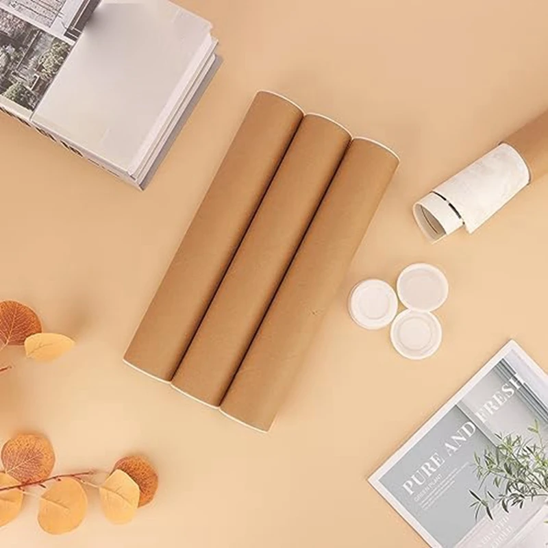 12PCS Mailing Tubes 2X12 Inch Cardboard Mailers Tube Poster Tube With Caps For Packaging Posters For Mailing