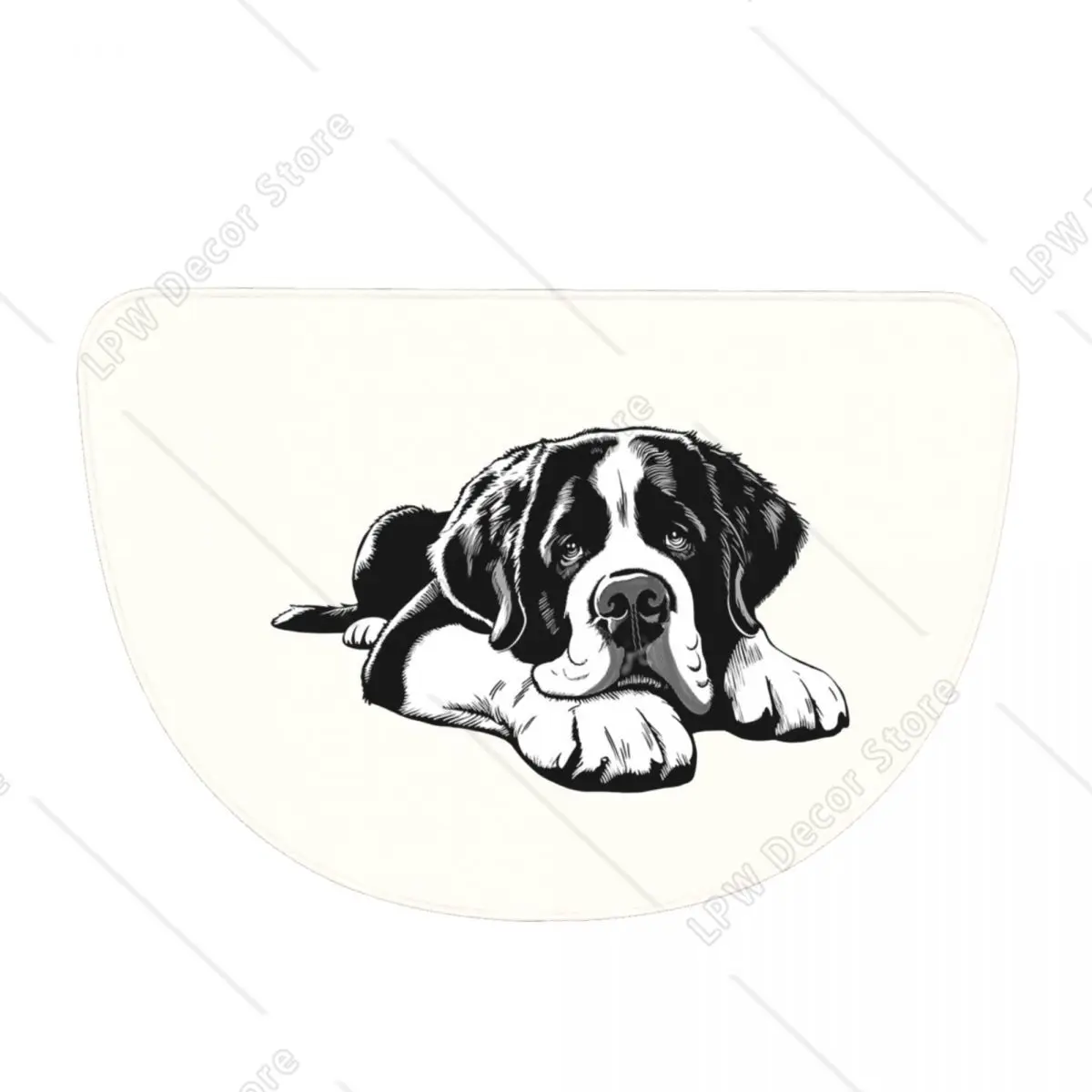 The Saint Bernard Soft Flannel Half Round Doormat Non Slip Bathroom Mat Absorbent Floor Carpet for Home Bedroom