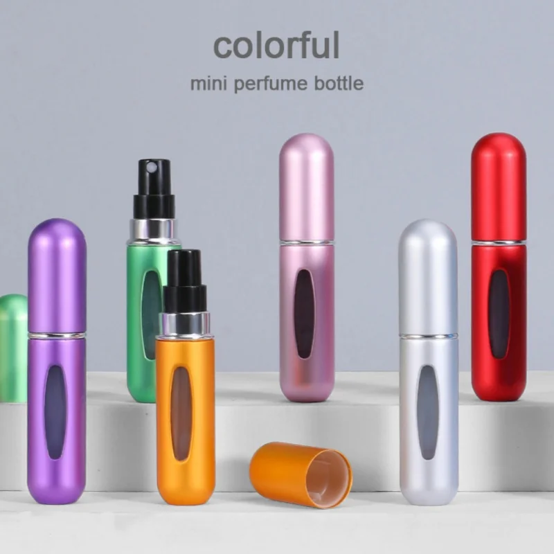 

5ml Portable Perfume Atomizer Liquid Container For Cosmetics Mini Aluminum Spray Alcochol Empty Bottle Refillable For Traveling