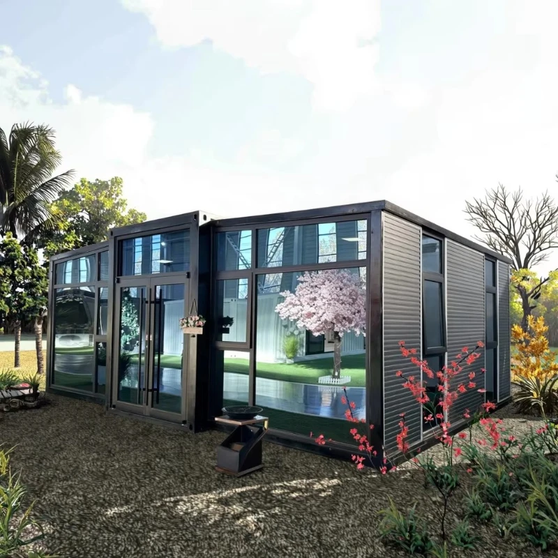 حاوية ألواح شمسية مسبقة الصنع بطول 40 قدمًا، ثلاثة منازل جاهزة لغرف النوم للاستخدام في السوبر ماركت في قرية العطلات