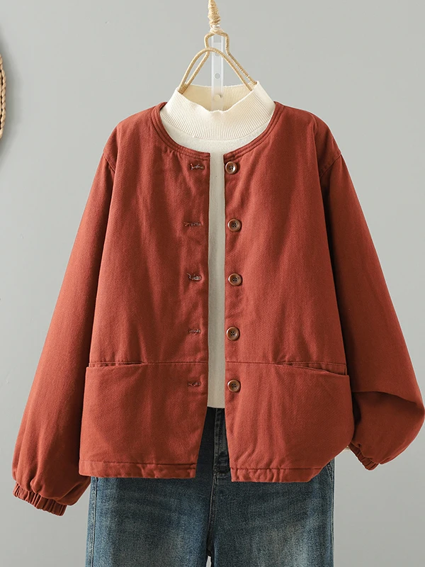 Cappotto invernale da donna artistico rotondo Ne monopetto in cotone Jaet Calore Capispalla Thiened Ladies Faion a prova di freddo