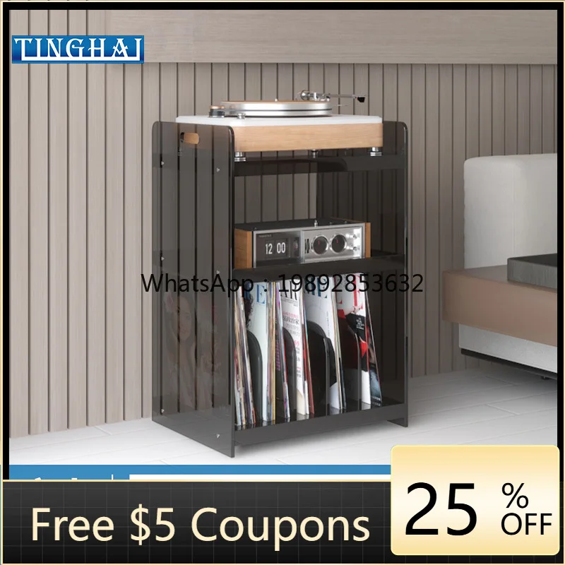 LYY Transparent Vinyl Record Player Display Stand for Living Room Bedroom Study Album Storage Side Table