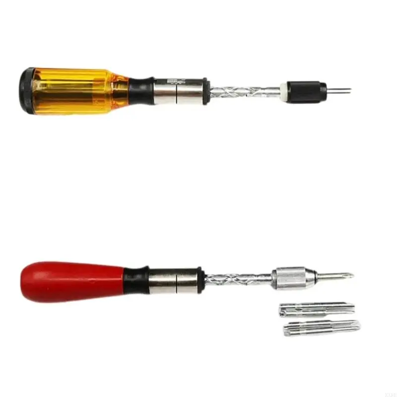 Semi Automatic Screwdriver Push Pull Wood Handle Ratchet Screw Driver with Replaceable Bit for DIY Project Accessories KXRE