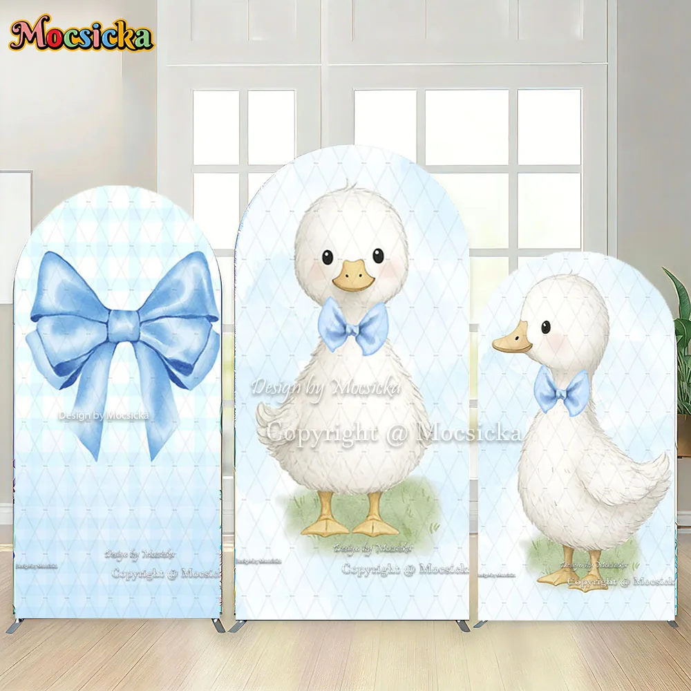 Mocsicka Blue Goose Baby Shower Arch Cover Backdrop Photography Duck Bow Background Kids Newborn Birthday Studio Party Decor