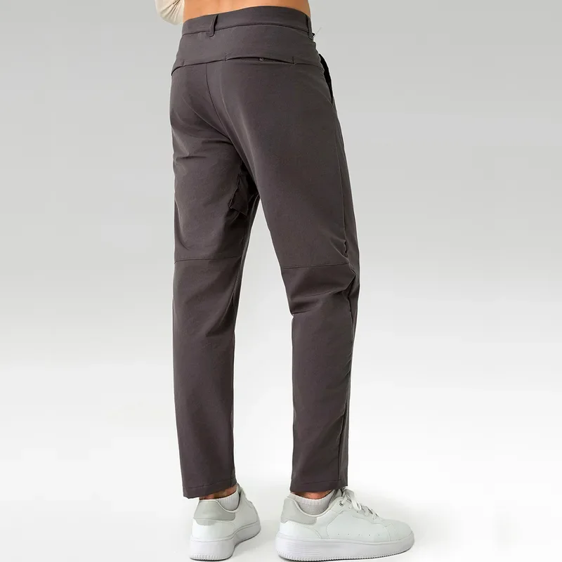 Men Thin Quick-drying Classic Four-sided Springing Casual Sweatpants With Hidden Zipper Pockets Solid Color For Men Pants