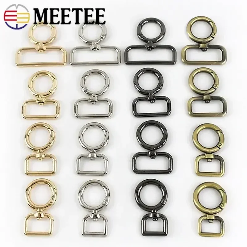 10/20Pc 12-38mm Metal Carabiner Buckle Bag Strap Snap Ring Hook Clip Trigger Spring O Rings Dog Collar Connector Clasp Accessory