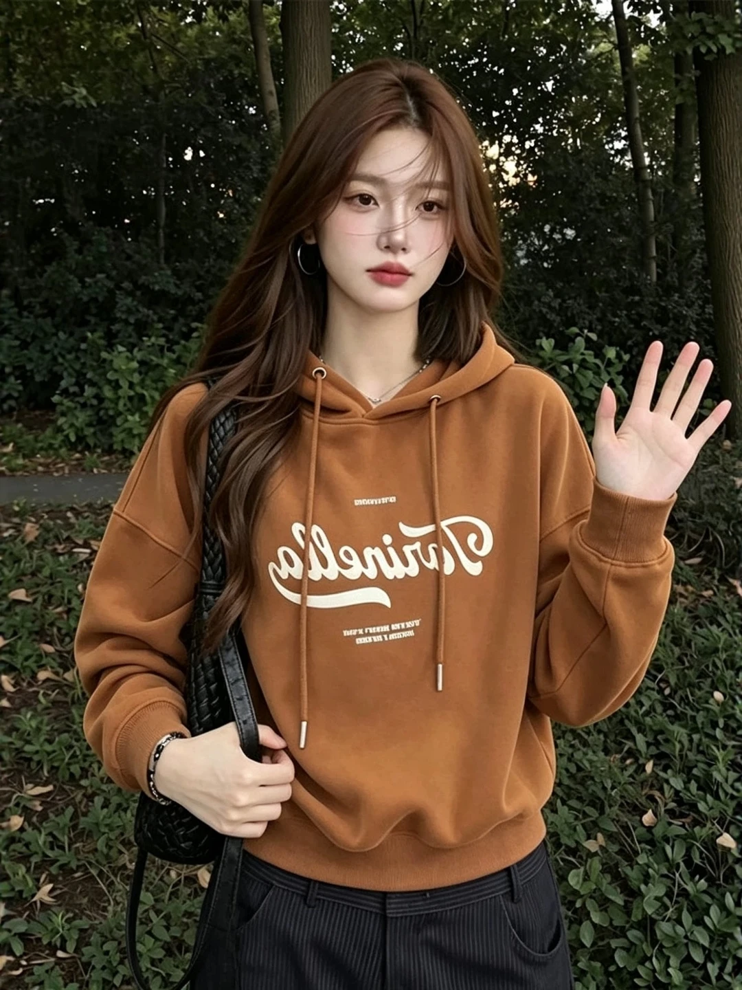 Loose Women's Hoodie Fleece Lined Casual Sweatshirt Korean Style Comfortable Base Layer Shirt plus Size Autumn Fashion