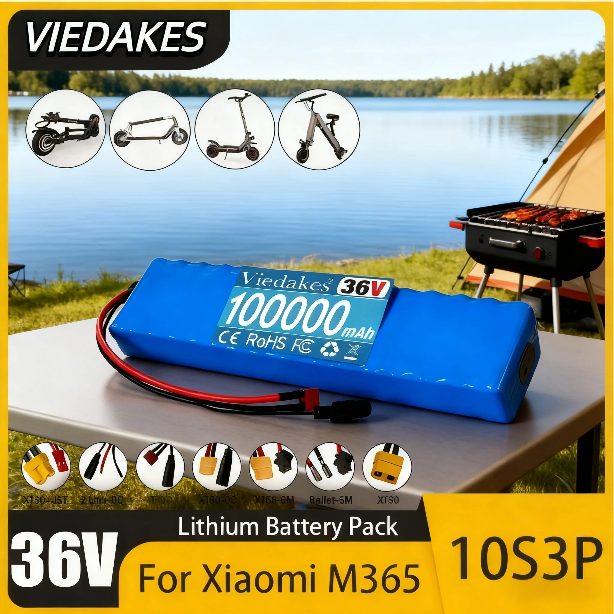 

2025 18650 Lithium Ion Battery 500W High Power And Large Capacity 10S3P 36V 100Ah Electric scooter Battery Pack+42V charger