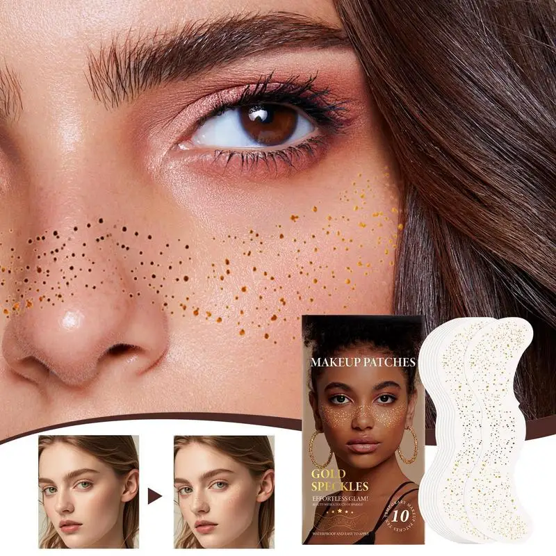 Glitter Freckles Stickers Face Gold Temporary Transfer Freckles Stickers Face Temporary Stickers 10x Faux Freckles Patches