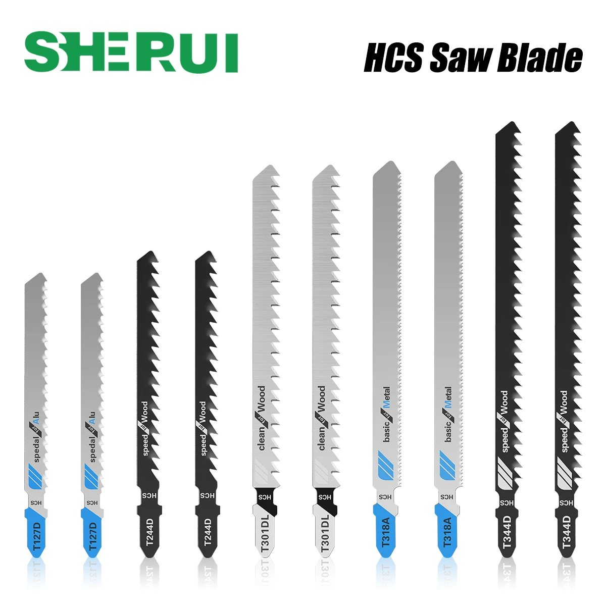 5 buah Set pisau gergaji ukir t-shaft HCS, pisau gergaji Jig berbagai macam untuk kayu plastik Alu pemotong alat pertukangan