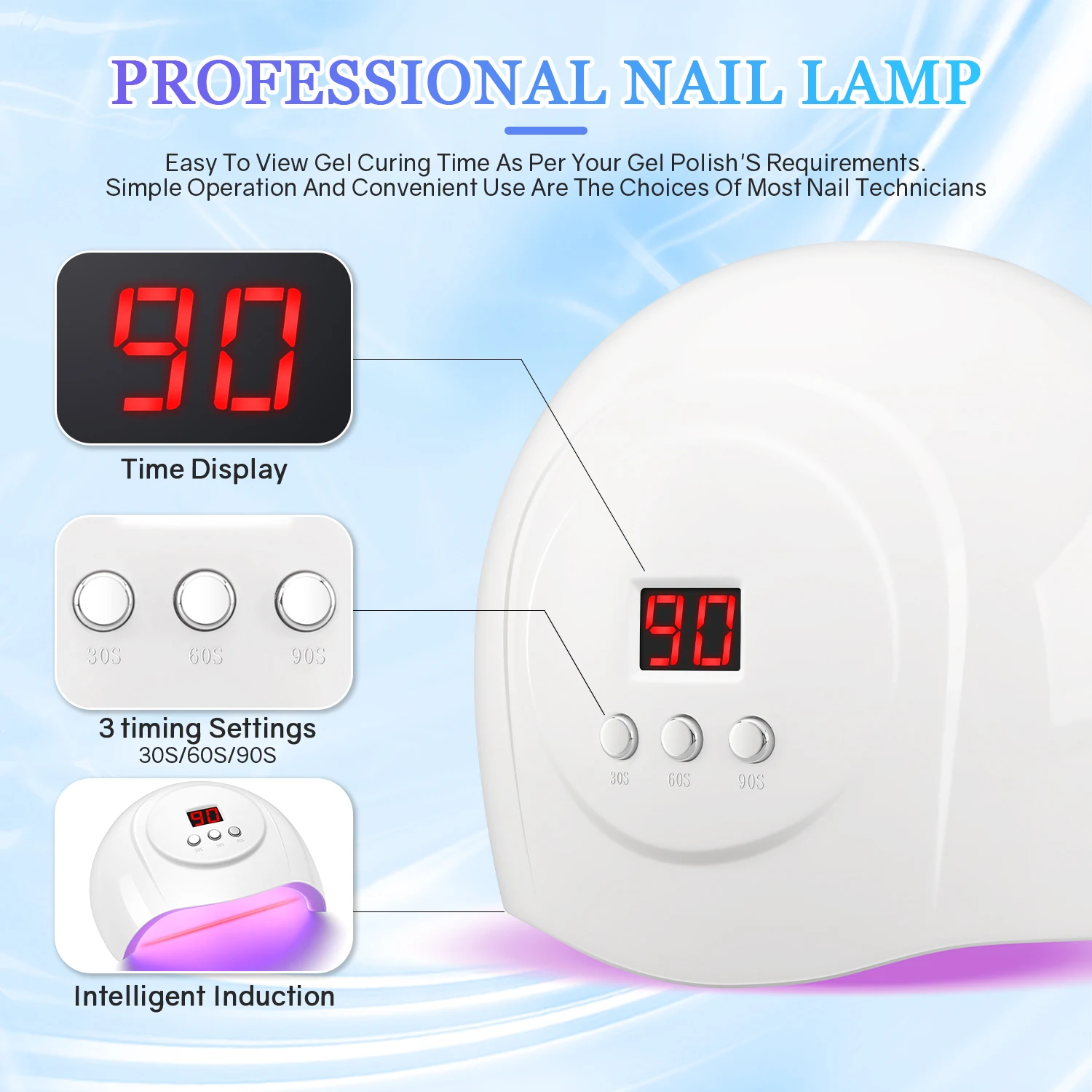 72W UV LED Nail Lamp 24 LEDs Nail Dryer with Infrared Sensor Quick-drying Manicure Lamp for Curing Nail Polish Nail Art Tools