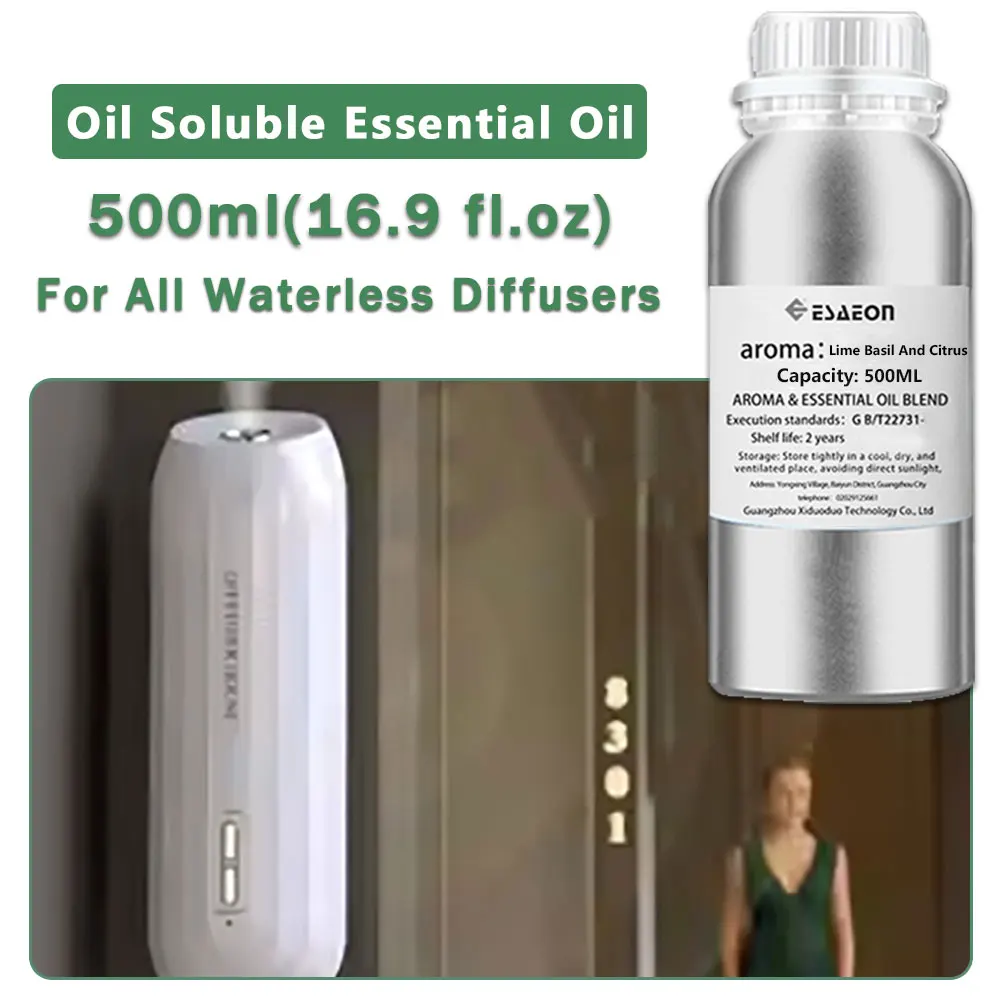 ESAEON Diffuser Replenishes Essential Oils - For All Waterless Aromatherapy Machines, Lime Basil And Citrus - 500ML (16.9 fl.oz)