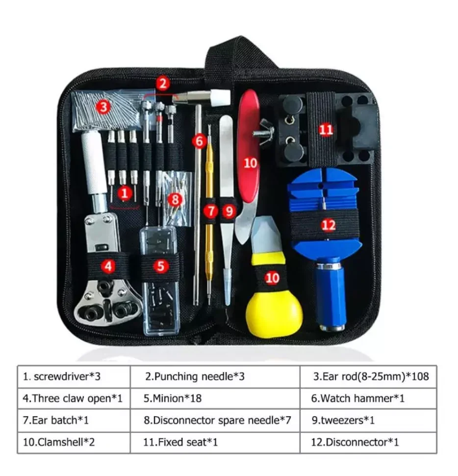 2026 Premium f  147pcs Watch Repair Tool Kit Watch Link Pin Remover Spring Bar Case Remover Horlogemaker Gereedschap Fix