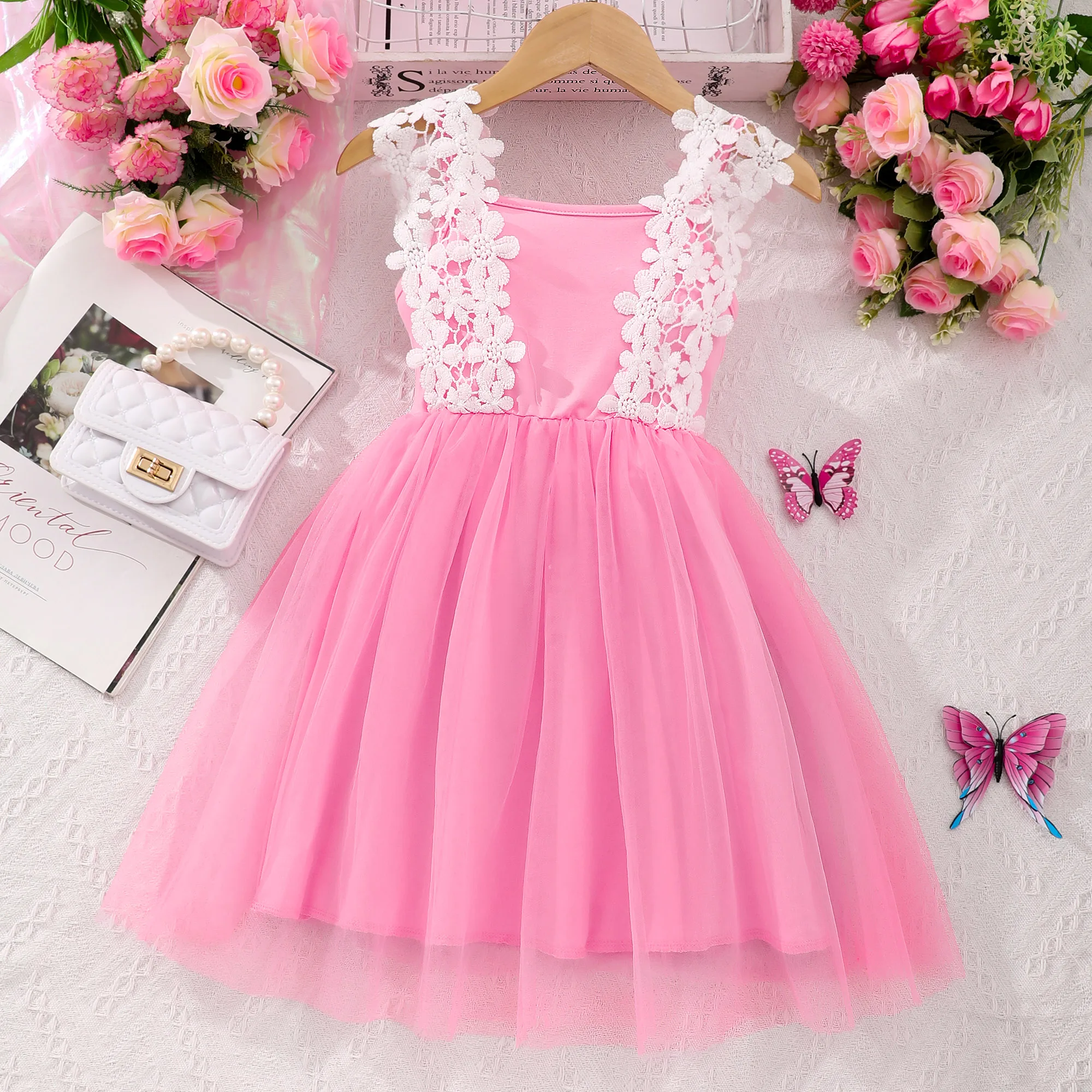 Adorable Lace Suspender Tutu Dress For Girls, Sweet & Fashion Sundress For Summer