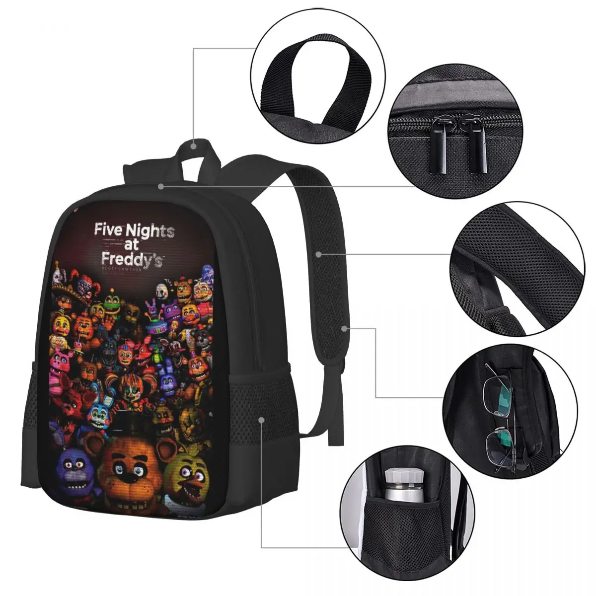 Jeu Five Night Freddy FNAF-Sac à dos de voyage pour ordinateur portable, sac d'ordinateur pour l'école ou les affaires, cadeau pour hommes et femmes