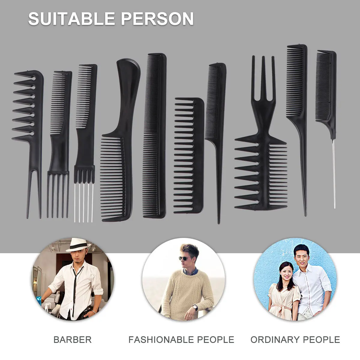 1 مجموعة صبغ الشعر أداة مجموعة 10 أمشاط 10 دبابيس الشعر لأي تصفيفة الشعر غير التالفة تصميم الأسنان المحمولة للسفر صالون المنزل #4