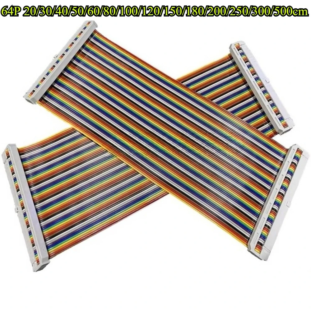 Kabel płaski FC do FC o rastrze 2,54 mm, żeński-żeński, do podłączenia ekranu LED, linia do programowania JTAG, 20~500 cm, 64-pinowy kabel ribbon GPIO