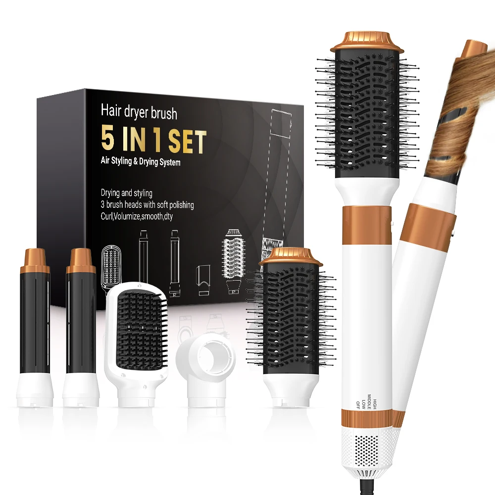 

SMET NEW Arrived 5 in 1 Blow Dryer Brush Hair Styler Multifunctional Heated Hair Brush 60000 PRM Blow Brush Dryer Set