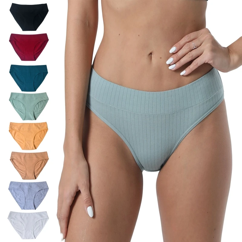 Women's Elastic Briefs Trunks Cotton Panties Breathable Mid-waist Large Size Seamless Comfortable Underwear Soft Underpants