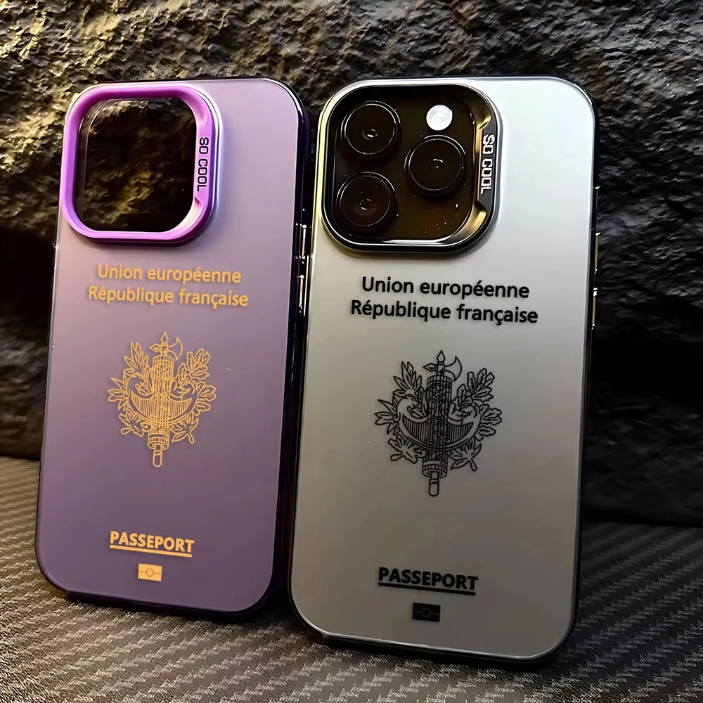 

France Passport Pattern Phone Case For iPhone 17 Air 16e 16 Pro Max 15 14 Plus 13 12 Mini 11 Pro Shockproof Silicone Back Cover
