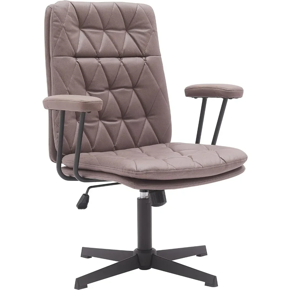 

Ergonomic Desk Chair no Wheels Criss Cross Chair Adjustable Home Office Chair with Armrest Executive Swivel Mid Back