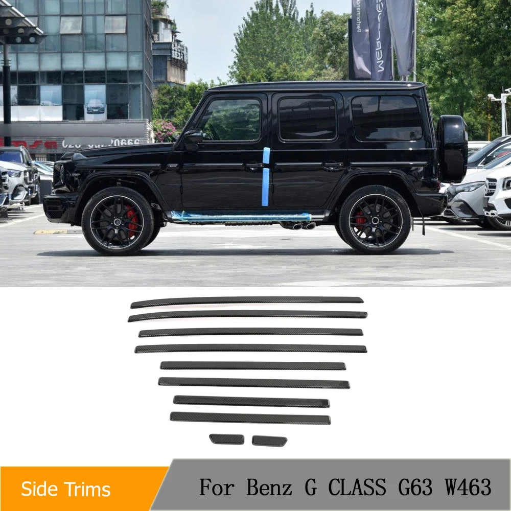 Prepreg Dry Carbon Car Body Side Molding Trims Cover for Mercedes Benz G-Class G63 W463 AMG Car Door Decoration Strip Side Trim