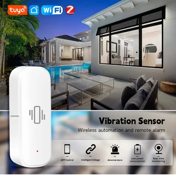 Tuya Zigbee 스마트 진동 센서 감지, 스마트 라이프 앱 알림, 실시간 모니터, 모션 충격 경보 이력 레코드