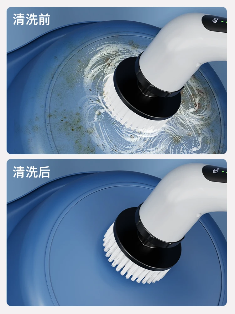 فرشاة تنظيف كهربائية مقاومة للماء بمقبض طويل للمرحاض، فرشاة أرضية منزلية متعددة الوظائف، فرشاة أرضية الحمام الكهربائية