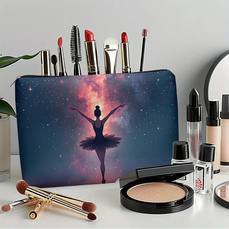 黒のバレエスカート型メイクアップバッグ - 多機能ジッパーポーチ、ジュエリー収納バッグ、旅行に最適な小型ジッパー収納バッグ。