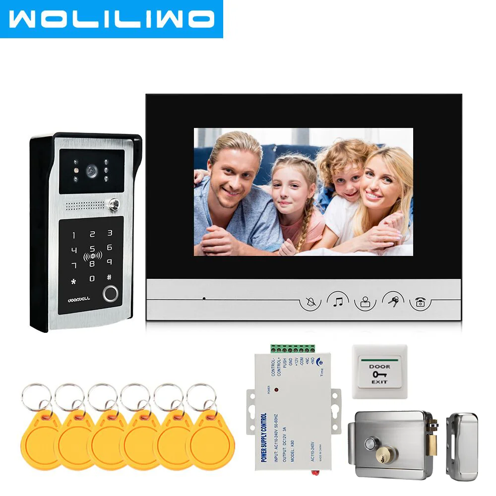 

Video Door Phone Intercom System 7 Inch Monitor With RFID Password Unlock Wide angle Camera Door Access for Home Security