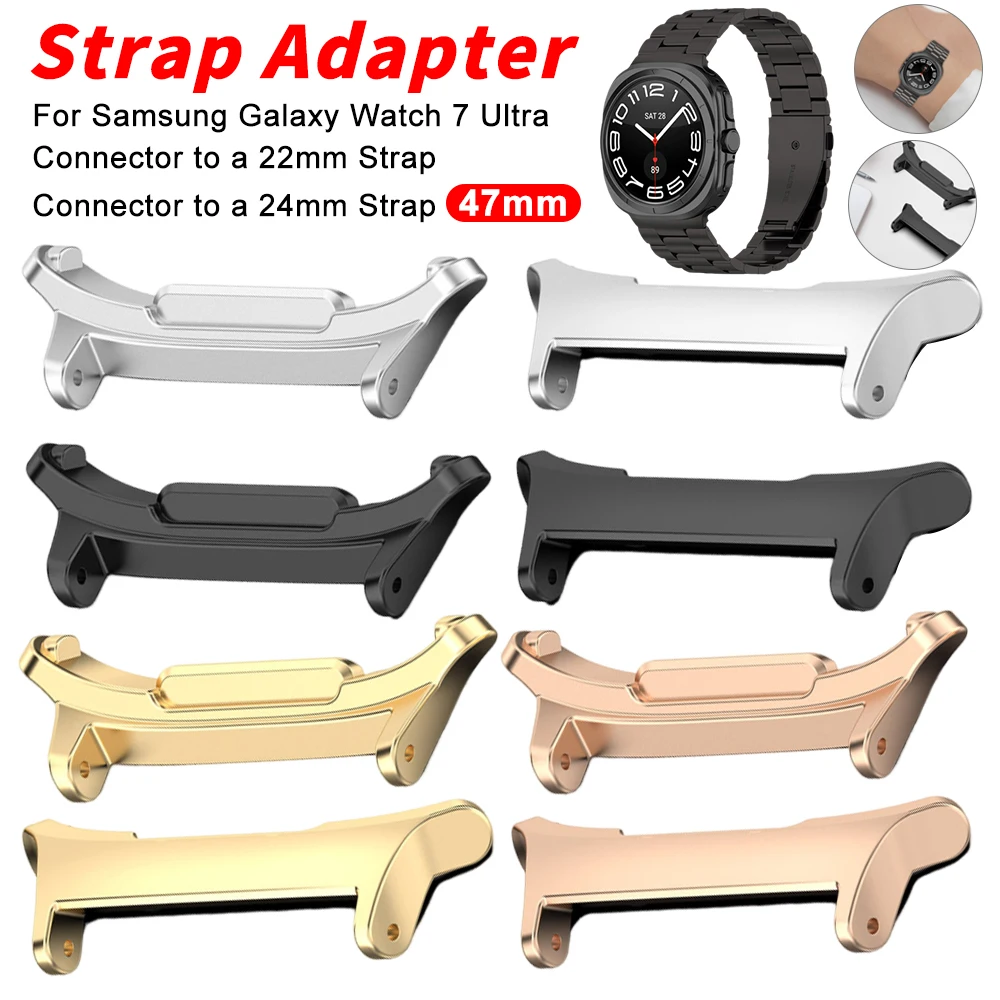 2 Pcs Adapter For samsung galaxy watch 7 ultra 47mm Strap 22mm Stainless Steel Connector Accessories galaxy watch 7 ultra band