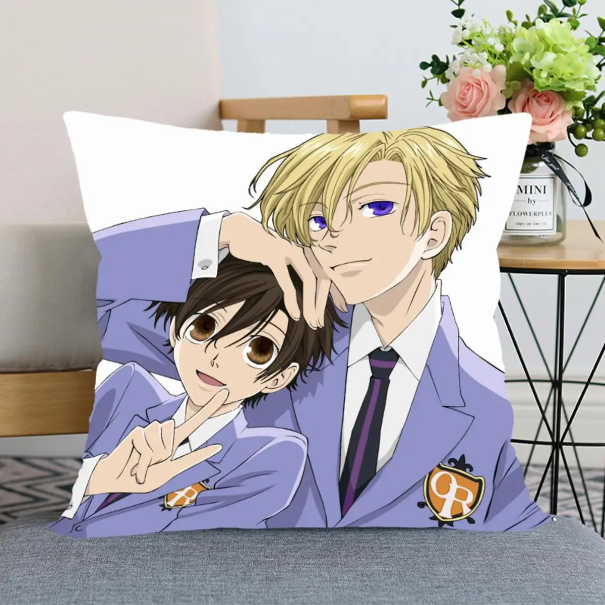 Anime Ouran High School Host Club Pillowcase Bedroom Home Decorative Pillow Cover Square Zipper Pillow Cases Satin Soft Fabric