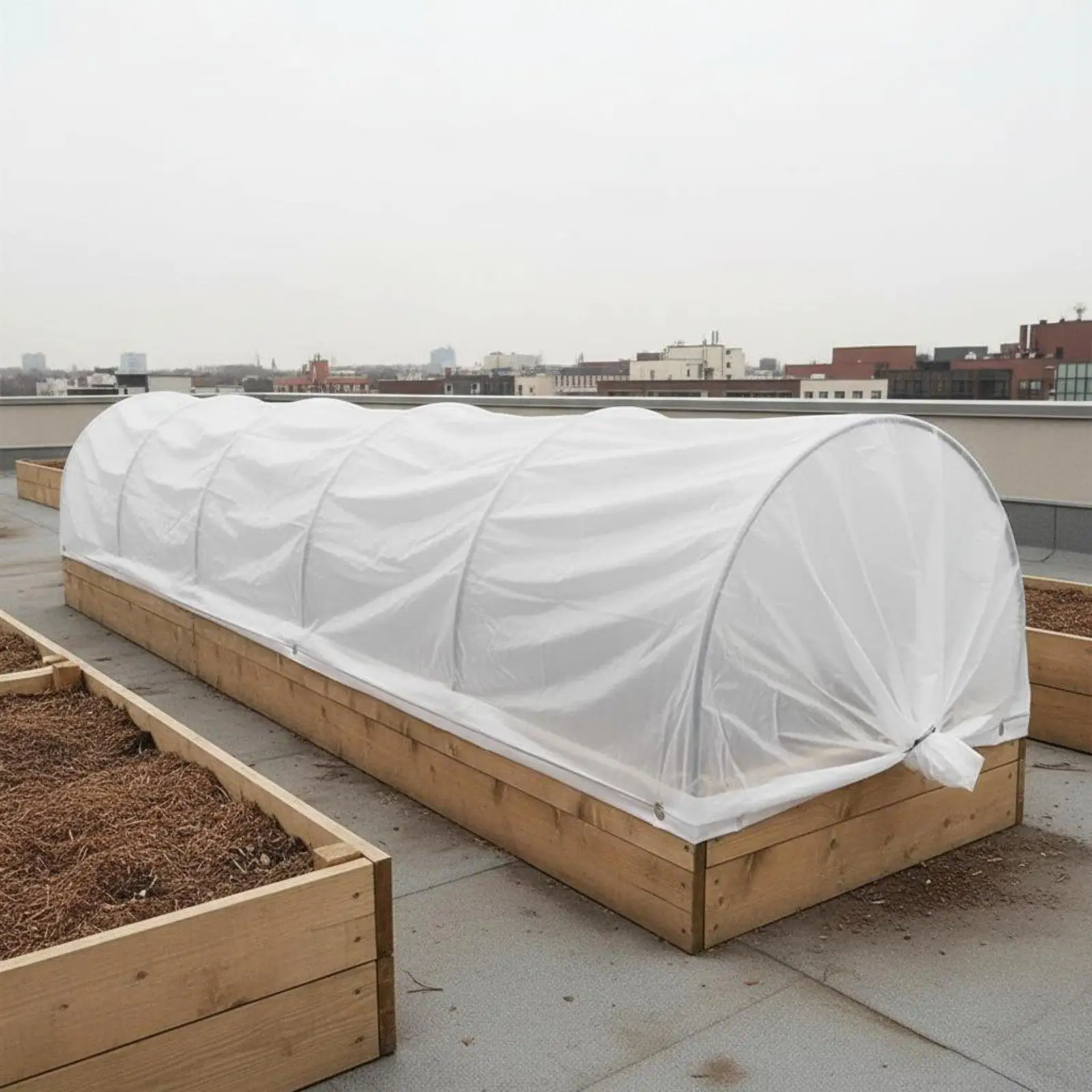 Compact Walk in Garden Tunnel Greenhouse for Vegetable Rows with Galvanized Steel Hoops and Easy Setup Design