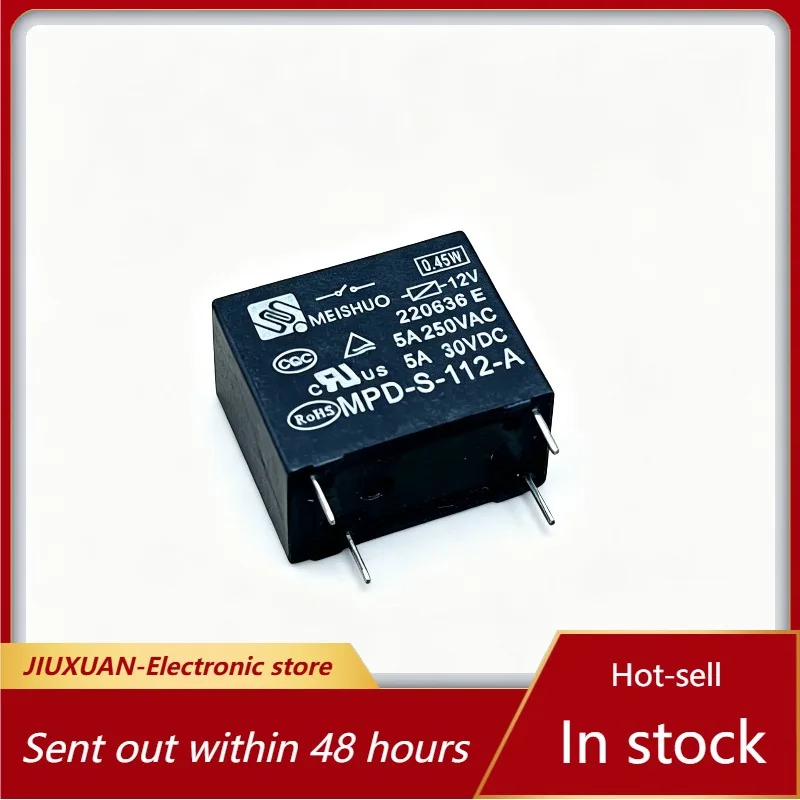 MPD‑S‑112‑A Power Relay DC12V 4Pin 5A 250VAC PCB Mount Mini Electromagnetic Relay Household Appliance Replacement Parts