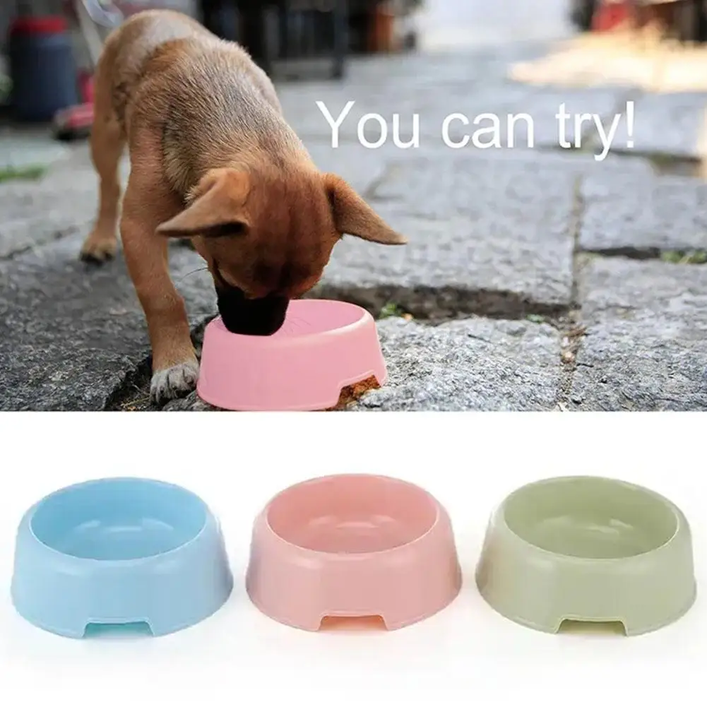 1pcs Cute multi-function candy colored plastic dog bowl feeding feeder feeding bowl supplies cat puppy pet water R9H8