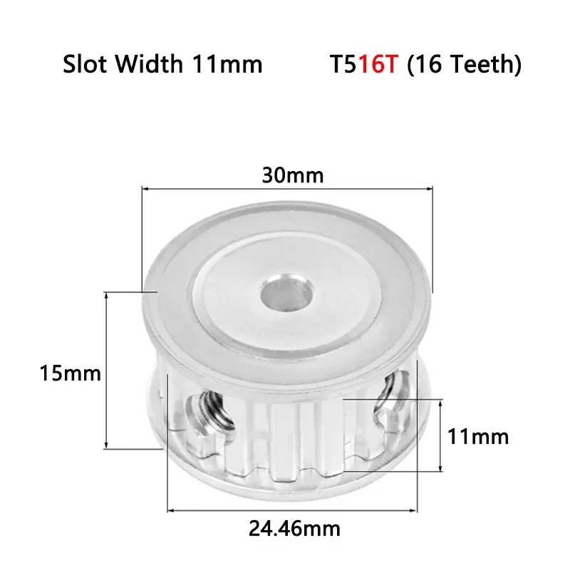 1pc 16T T5 Timing Pulley Bore 5 6 6.35 8 10 12 14 15mm for Width 10mm 15mm T5 Synchronous Belt 16 Teeth AF Typebelt