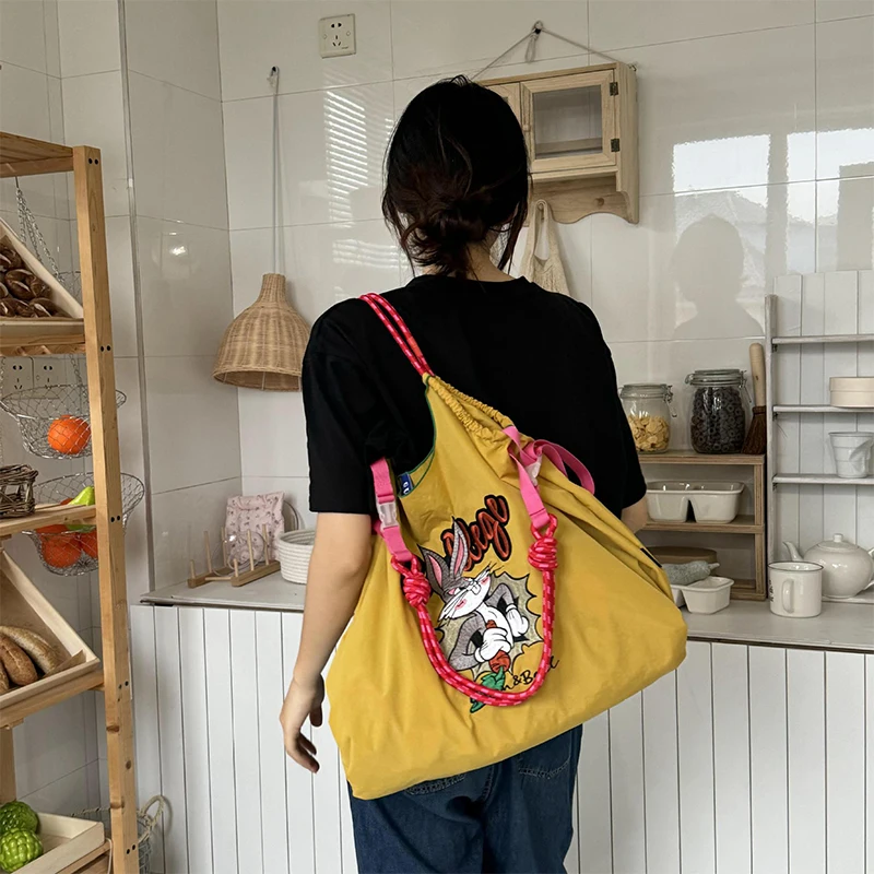 Kawaii Ball Guanchain Reusable Bag Anime Cartoon Japanese Delicately Embroidered Nylon Shopping for Women Carrying Shoulder Bag