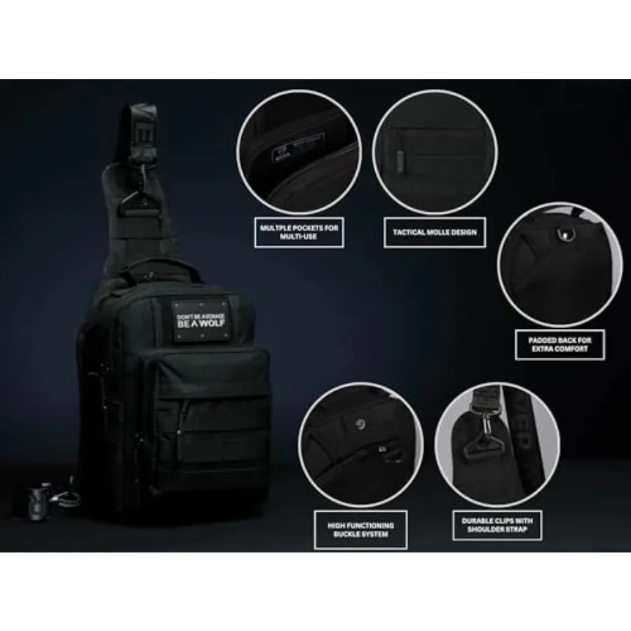 4L Mini Tactical Sling Bag Alpha Black Compact Crossbody Backpack for Gym Travel and EDC Tactical Shoulder Bag with Multiple Po