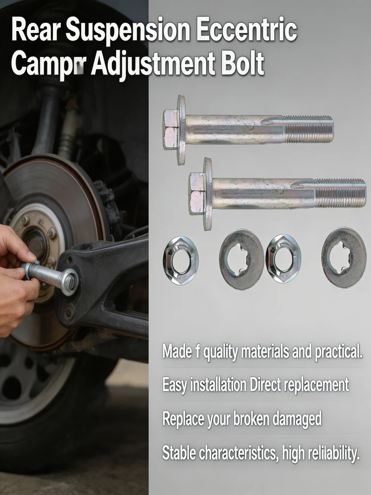 Car Rear Suspension Camber Bolt 33306760349 Silver Metal 2Pcs Auto Parts Car Accessories Replacement Eccentric Bolts