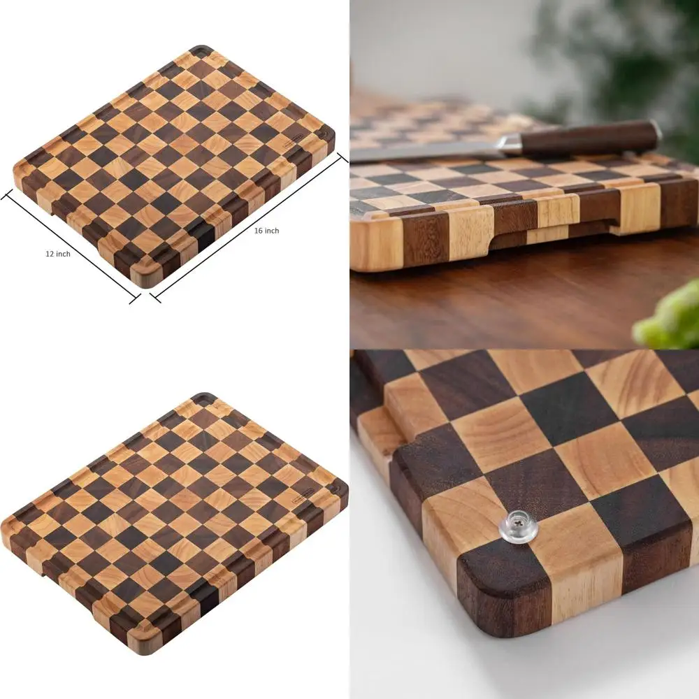

Acacia & Rubberwood 16x12 End Grain Chopping Board with Juice Groove and Feet