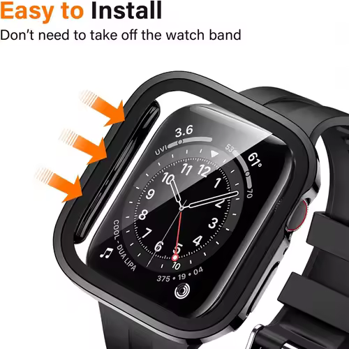 Glass+Case For Apple Watch 42 46mm 45mm 41 49 44mm 40 mm straight edge Screen Protector Cover Case iWatch SE 6 7 8 9 10 11 Ultra - Image 3