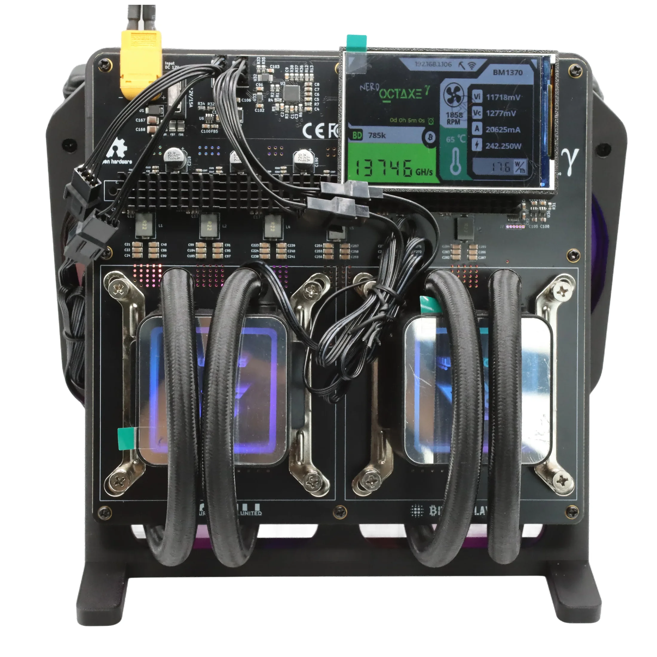 NerdOctaxe Rev3.1 Hydro 13.8Th/s 230W 3.5inch Display Bitcoin Solo Miners Bitcoin Home Use Miner With Mean Well Power Supply