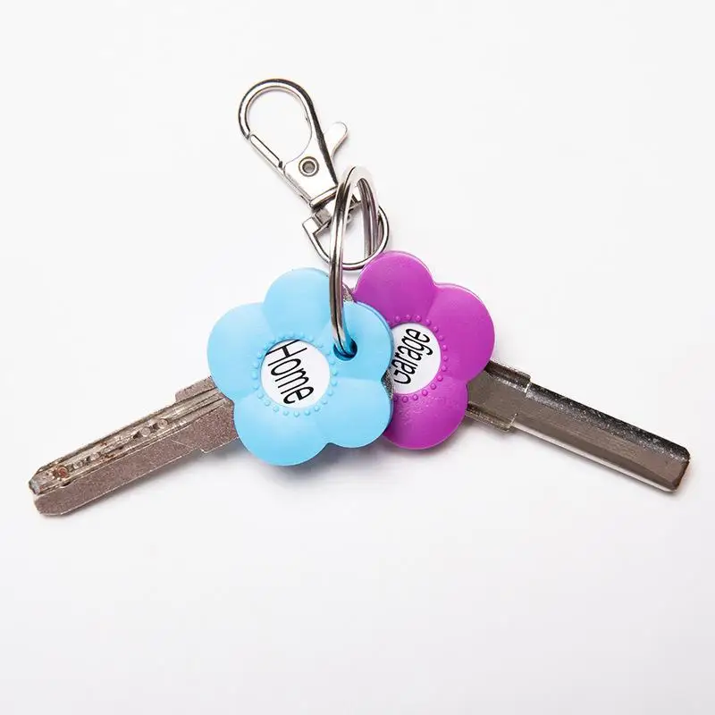 Flower Shaped Silicone Keycap Covers 10Pcs Reusable Washable Key Organizer with Keychain for Office Desktop Keyboard Use