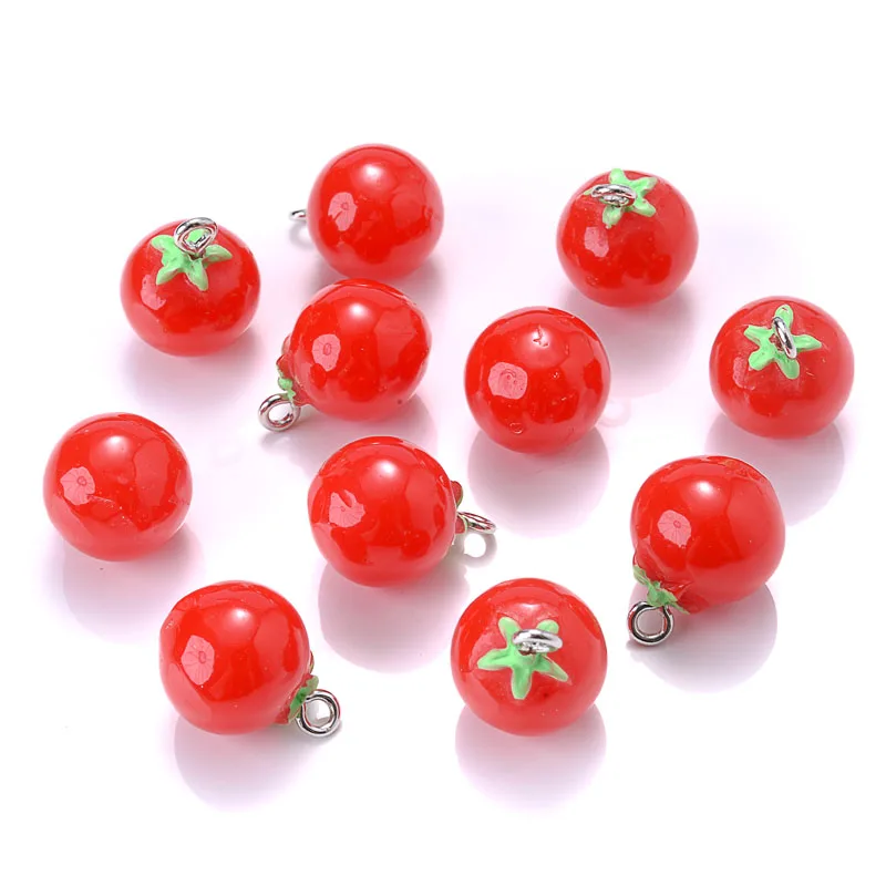 10Pcs 13x17mm Charms Tomatoes Resin Pendant Fashion Resin Fruit Pendant For Jewelry Making DIY Bracelet Earrings Accessories