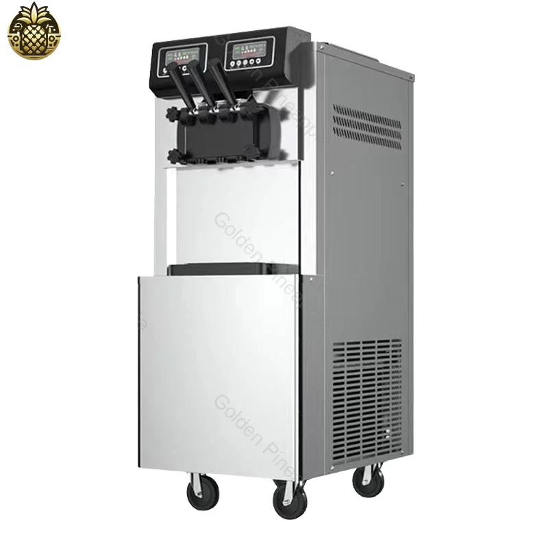 Professional Commercial High-Production Ice Cream Machine Gelato Soft Serve 3-Flavor Floor Standing Stainless Steel 220V 1-Year